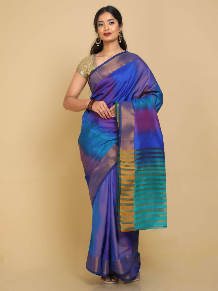 Kalamandir Ikkat Print Silk Blend Multi Color Uppada Saree