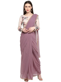 Thumbnail for Ahalyaa Women's Mauve Butta Georgette Ready to Wear Saree