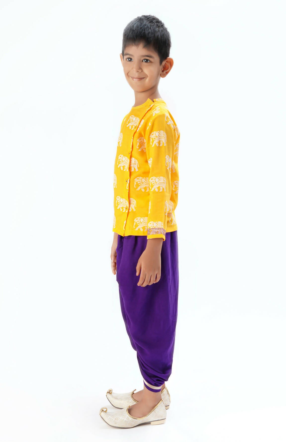 Lil Drama Trunk Tales Boys Yellow Kurta With Dhoti Set - Distacart