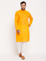 Thumbnail for VM by Vastramay Men's Orange And White Cotton Kurta Pyjama Set - Distacart