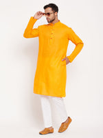 Thumbnail for VM by Vastramay Men's Orange And White Cotton Kurta Pyjama Set - Distacart