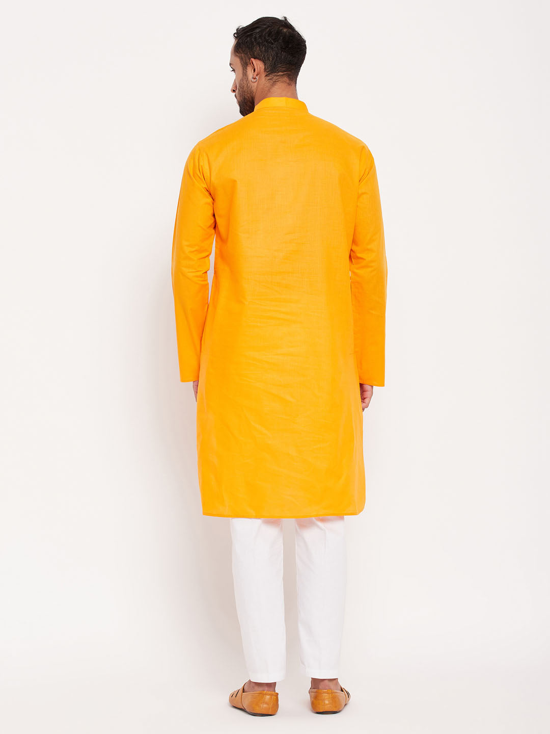 VM by Vastramay Men's Orange And White Cotton Kurta Pyjama Set - Distacart