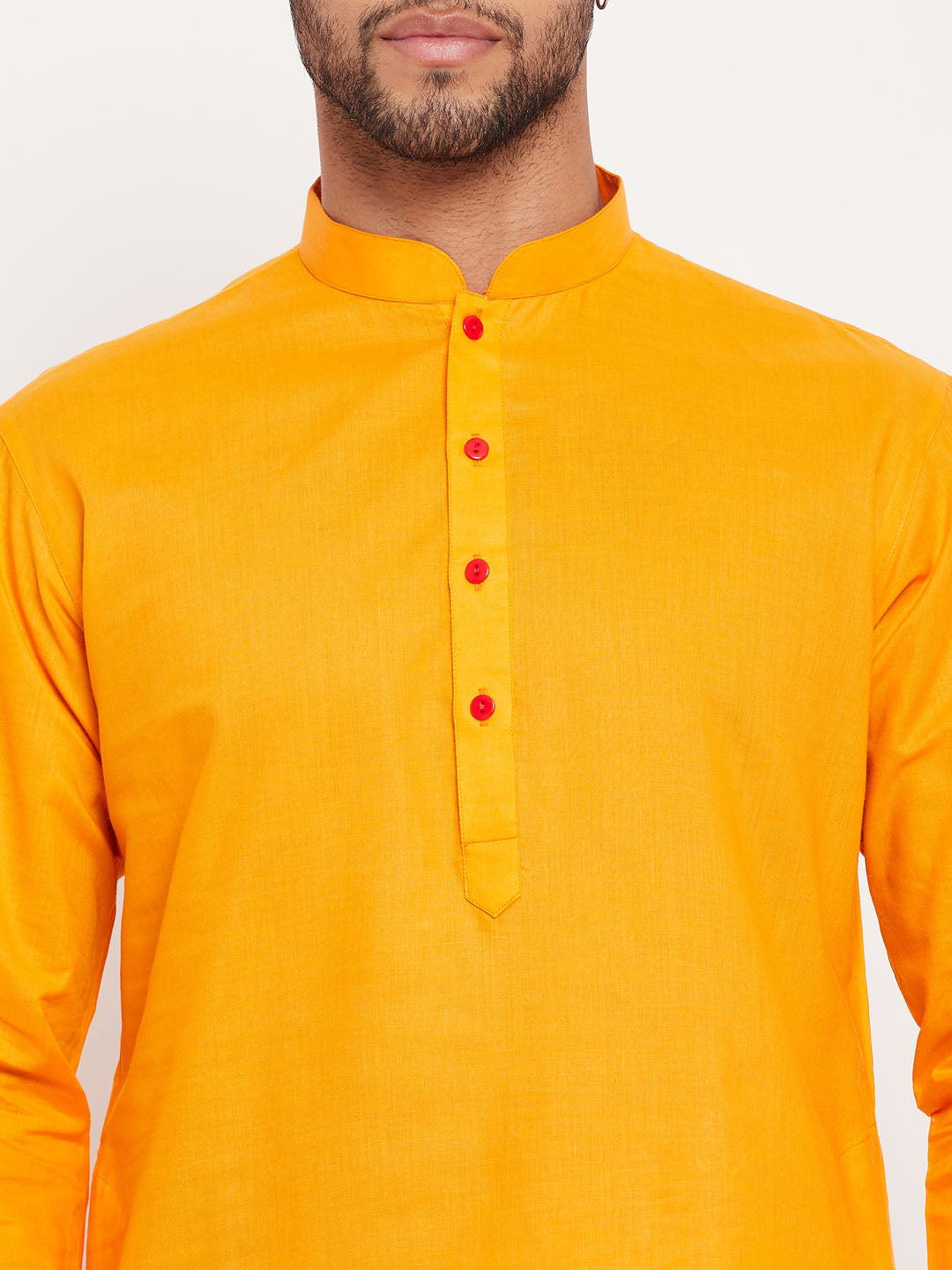 VM by Vastramay Men's Orange And White Cotton Kurta Pyjama Set - Distacart