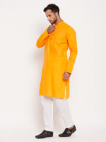 Thumbnail for VM by Vastramay Men's Orange And White Cotton Kurta Pyjama Set - Distacart