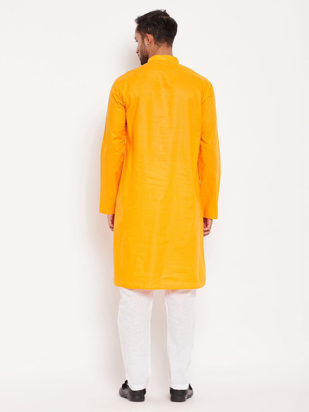 VM by Vastramay Men's Orange And White Cotton Kurta Pyjama Set - Distacart