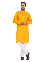 Thumbnail for VM by Vastramay Men's Orange And White Cotton Kurta Pyjama Set - Distacart