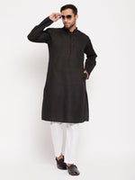 Thumbnail for VM by Vastramay Men's Black And White Cotton Kurta Pyjama Set - Distacart