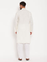 Thumbnail for VM by Vastramay Men's Cream And White Cotton Kurta Pyjama Set - Distacart