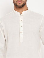 Thumbnail for VM by Vastramay Men's Cream And White Cotton Kurta Pyjama Set - Distacart
