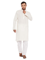 Thumbnail for VM by Vastramay Men's Cream And White Cotton Kurta Pyjama Set - Distacart