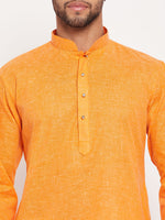 Thumbnail for VM by Vastramay Men's Orange And White Cotton Kurta Pyjama Set - Distacart