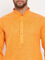 Thumbnail for VM by Vastramay Men's Orange And White Cotton Kurta Pyjama Set - Distacart