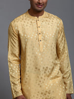 Thumbnail for VM by Vastramay Men's Yellow And Gold Silk Blend Kurta Pyjama Set - Distacart