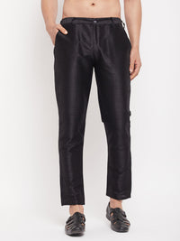 Thumbnail for VM by Vastramay Men's Black Silk Blend Pant Style Pyjama - Distacart