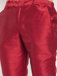 Thumbnail for VM by Vastramay Men's Maroon Silk Blend Pant Style Pyjama - Distacart