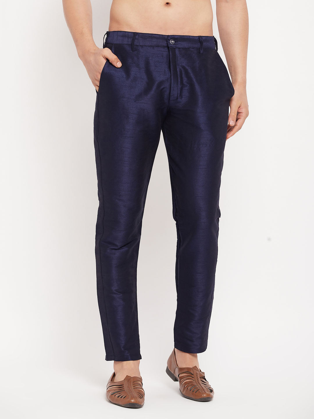 VM by Vastramay Men's Navy Blue Silk Blend Pant Style Pyjama - Distacart