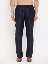 Thumbnail for VM by Vastramay Men's Navy Blue Silk Blend Pant Style Pyjama - Distacart