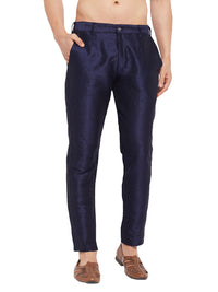 Thumbnail for VM by Vastramay Men's Navy Blue Silk Blend Pant Style Pyjama - Distacart