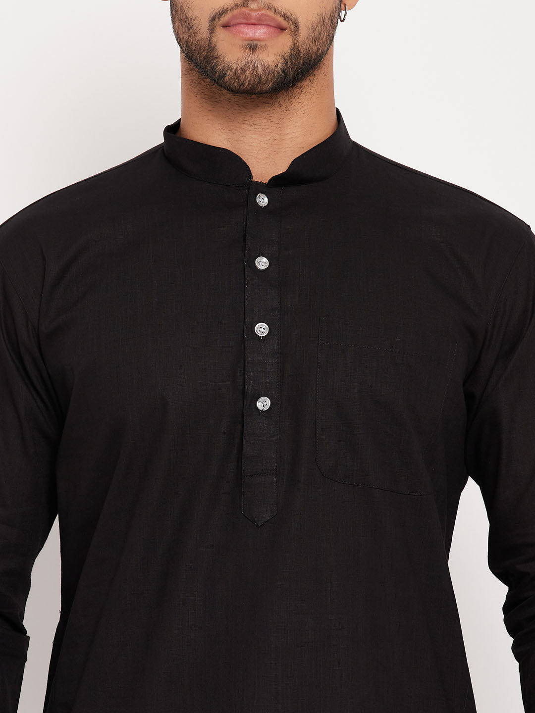 VM by Vastramay Men's Black Cotton Linen Kurta Pyjama Set - Distacart