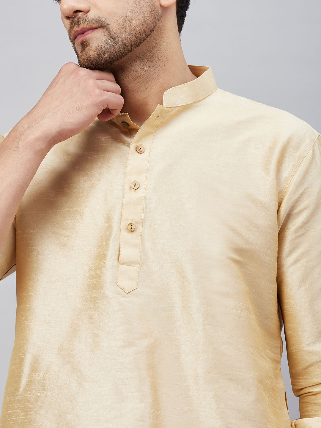 VM by Vastramay Men's Gold And Maroon Cotton Blend Kurta Pyjama Set - Distacart