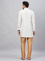 Thumbnail for VM by Vastramay Men's White And Rose Gold Cotton Blend Kurta Pyjama Set - Distacart