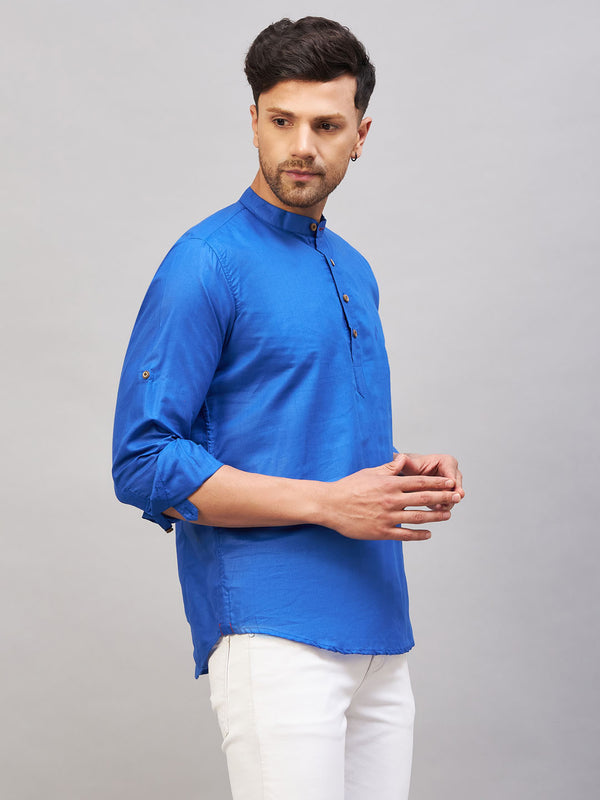 VM by Vastramay Men's Blue Cotton Blend Kurta - Distacart