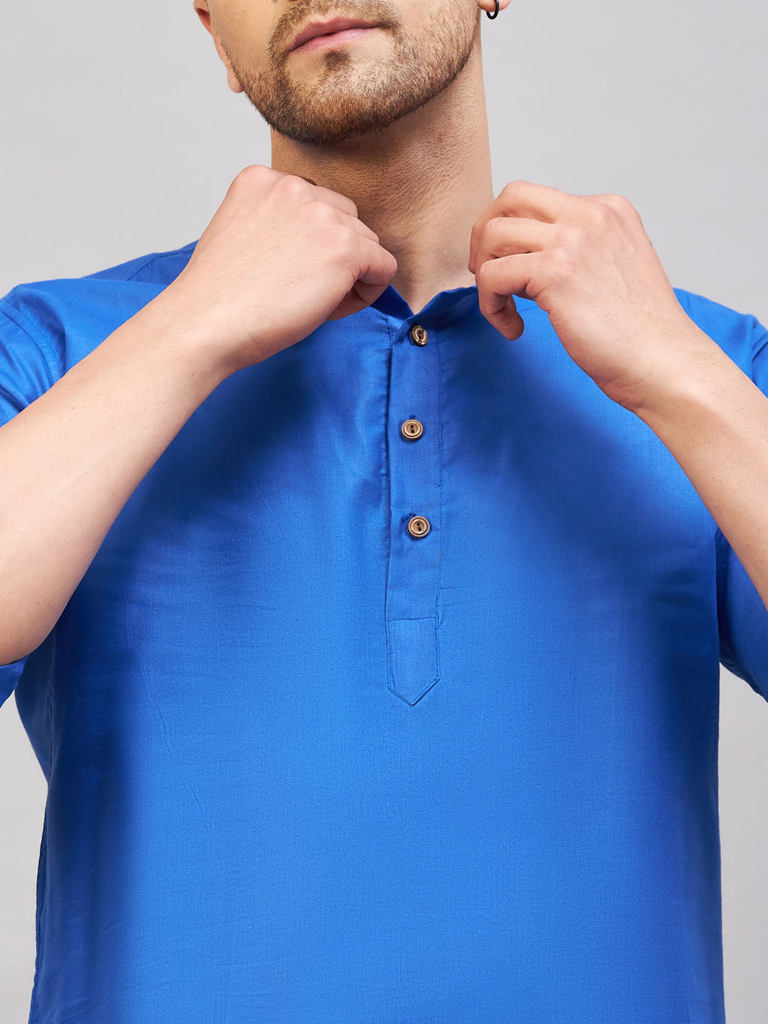 VM by Vastramay Men's Blue Cotton Blend Kurta - Distacart