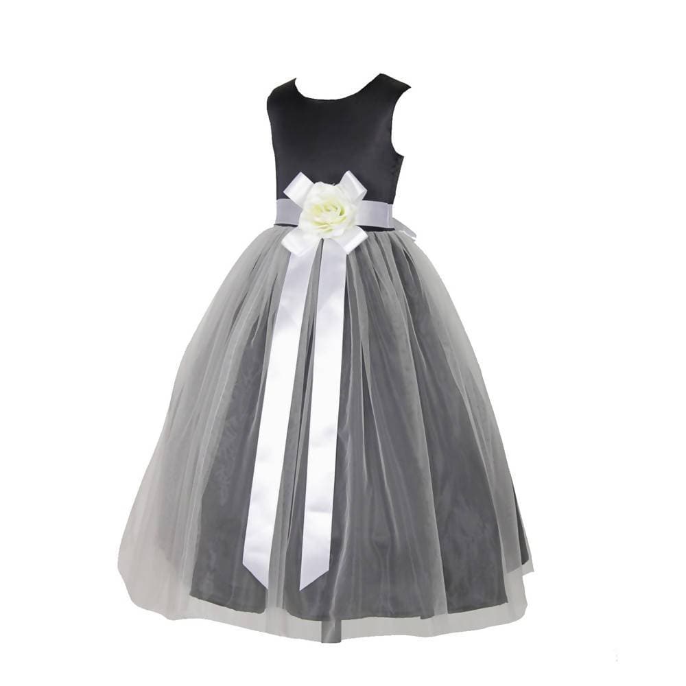 Asmaani Baby Girl's Black Color Satin A-Line Maxi Full Length Dress (AS-DRESS_22006) - Distacart