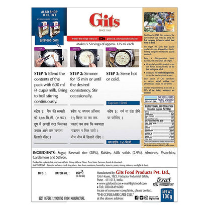 Gits Basamti Rice Kheer Dessert Mix - Distacart