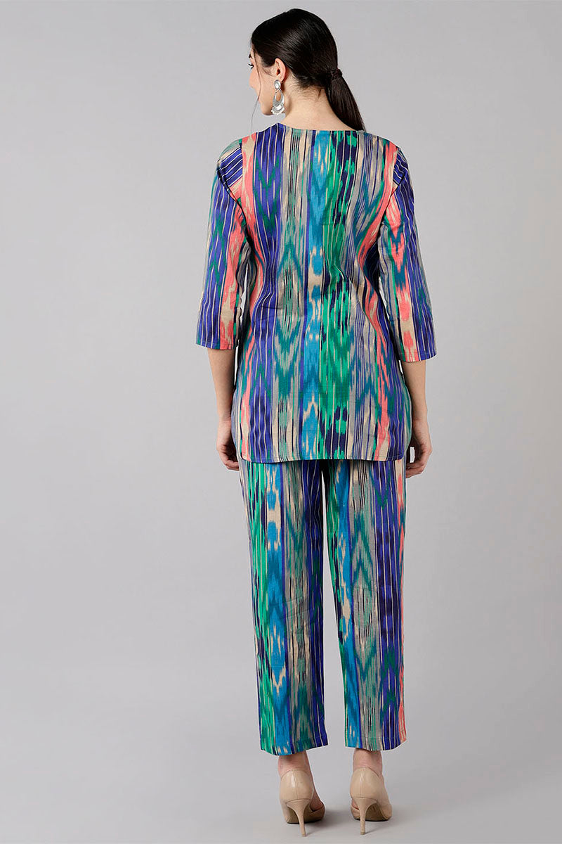 Women's Multicolor Cotton Abstract Print Night Suit - Rasiya - Distacart