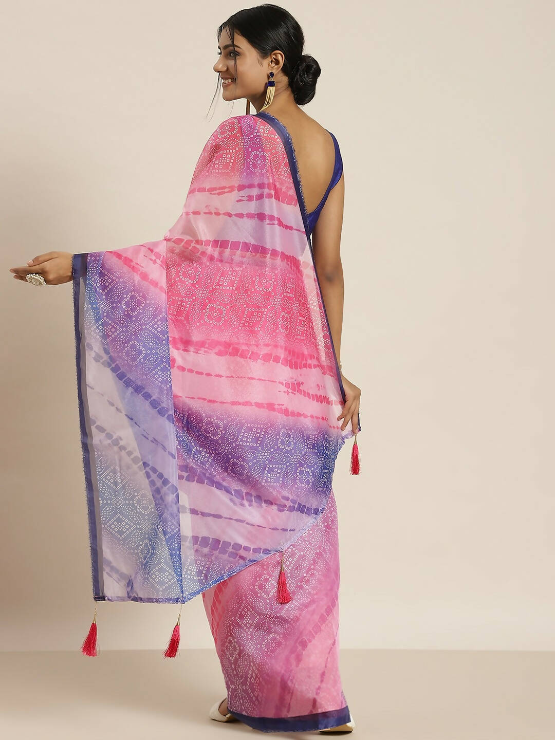 Purple Organza Printed Saree With Blouse Piece - Nivaa - Distacart