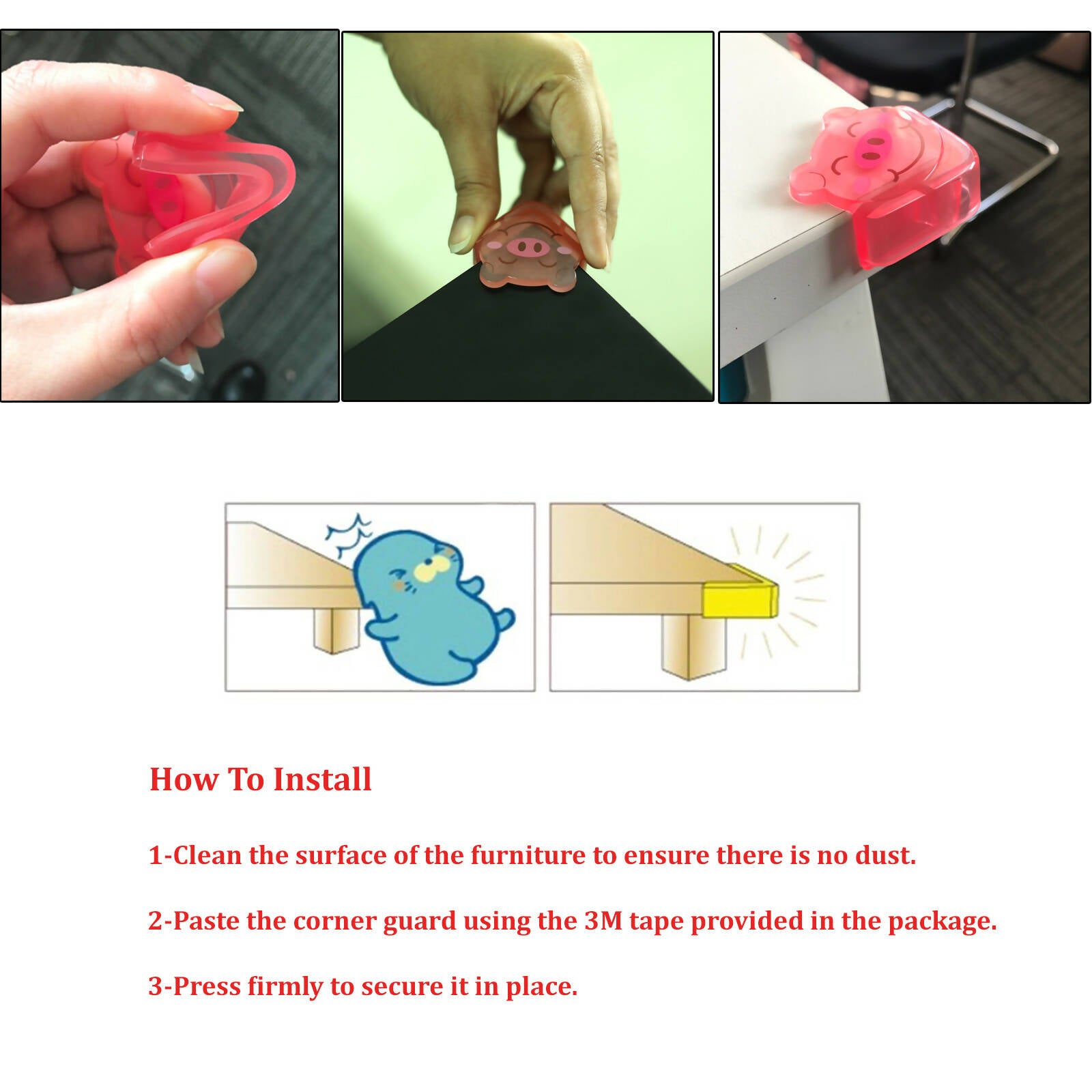 Safe-O-Kid Piggy Shaped, Compact Corner Safety For Sharp Corners, Pink - Distacart