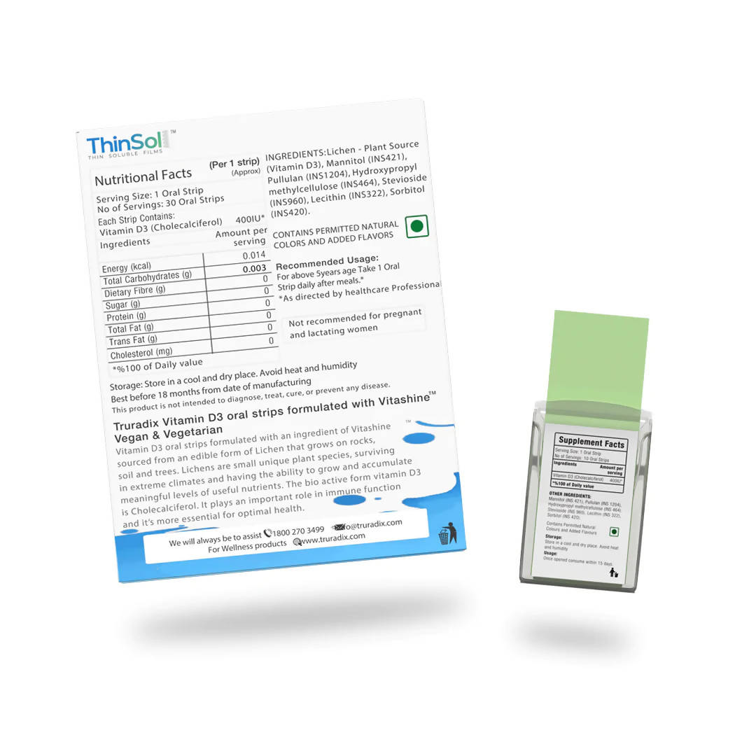 Truradix Vegan Vitamin D3 Oral Strips - Distacart