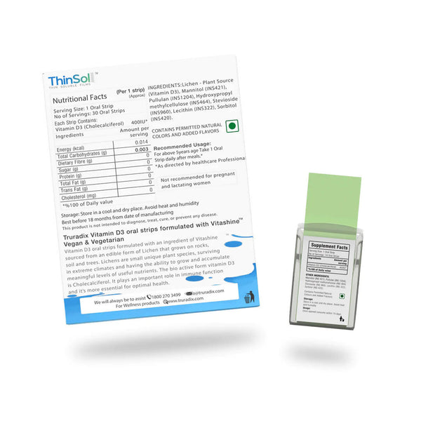 Truradix Vegan Vitamin D3 Oral Strips - Distacart