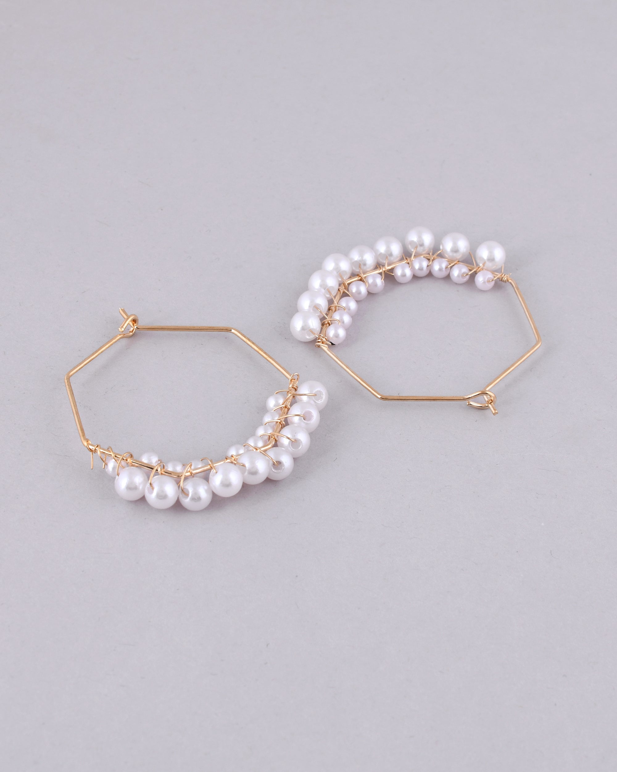 VOJ Women Gold-Plated Peral Hoop Earrings - Distacart