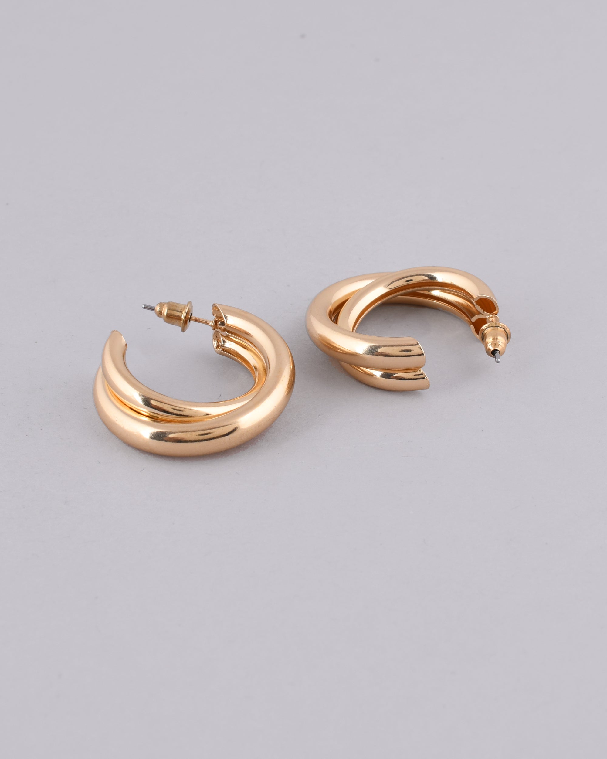 VOJ Women Gold Plated Double Hoop Earrings - Distacart