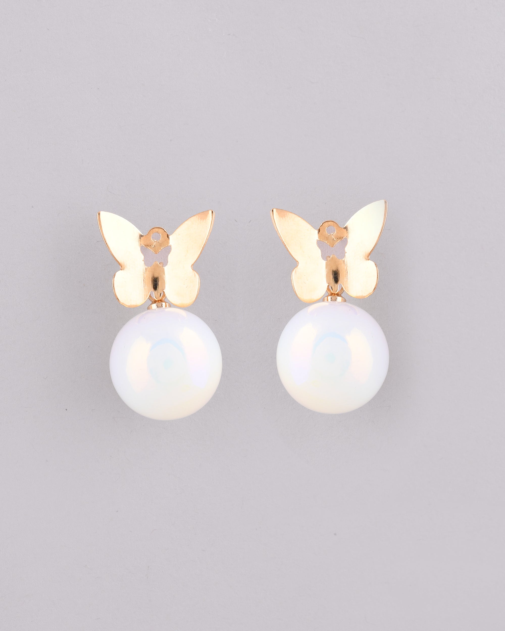 VOJ Women Gold Plated Butterfly Pearl Studs Earrings - Distacart