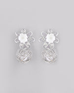 Thumbnail for VOJ Women Silver Plated Flower Peral Studs Earrings - Distacart