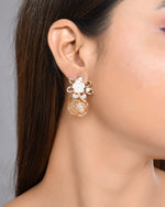 Thumbnail for VOJ Women Gold Plated Flower Peral Studs Earrings - Distacart