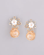 Thumbnail for VOJ Women Gold Plated Flower Peral Studs Earrings - Distacart