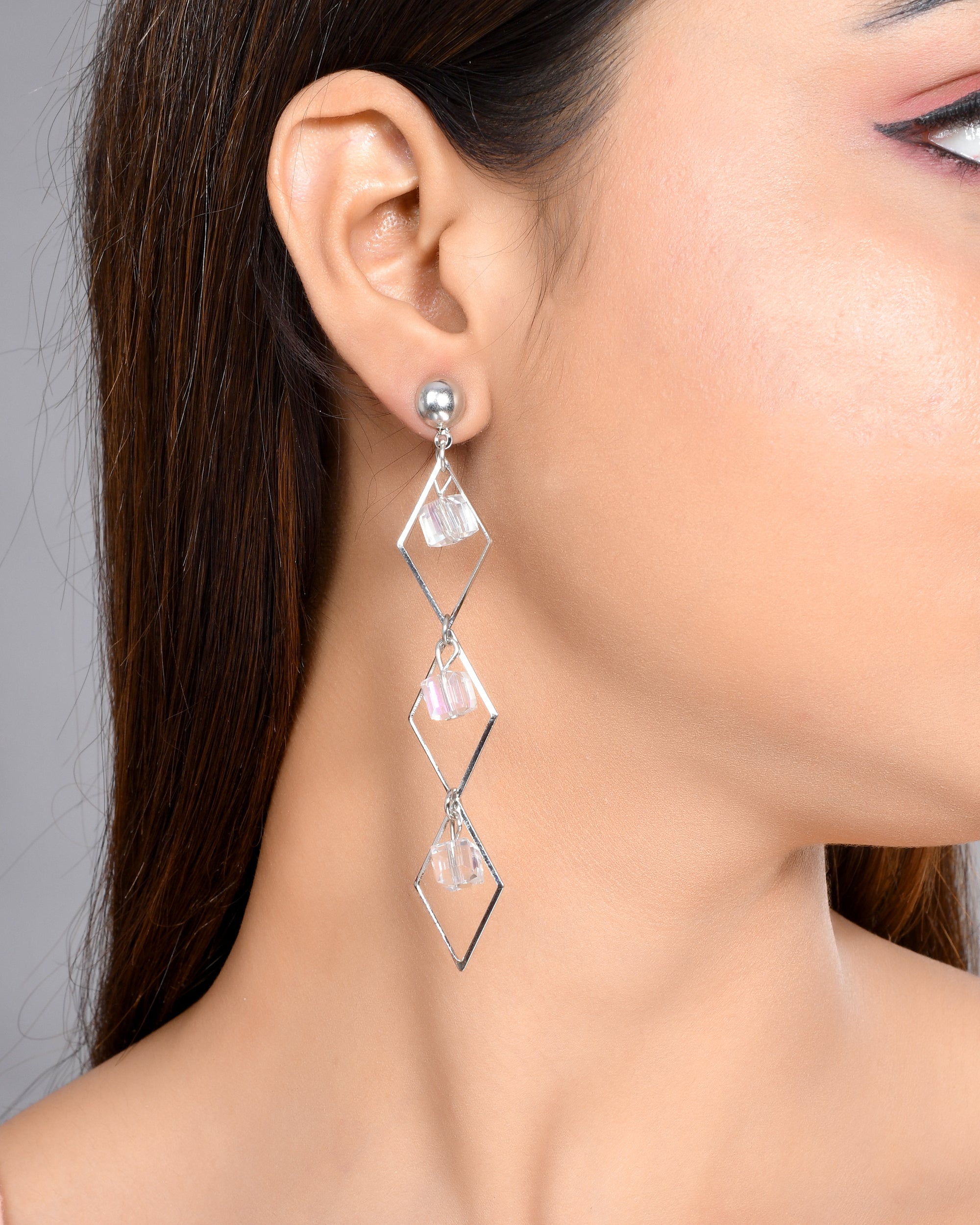 VOJ Women Silver Plated Flower Beads Drop Studs Earrings - Distacart