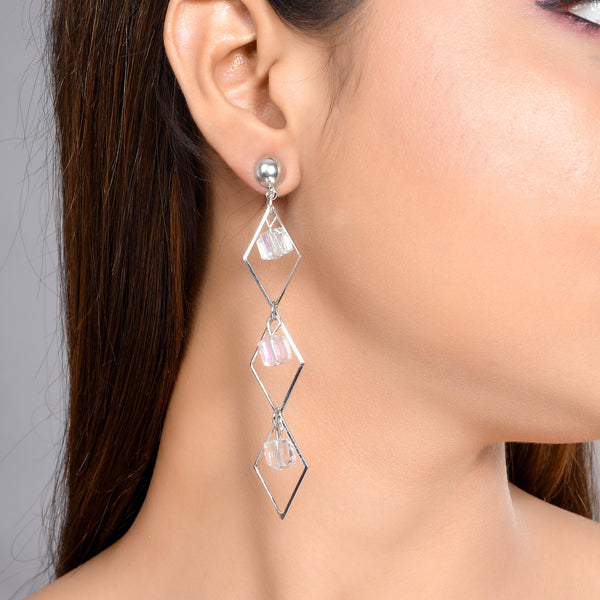 VOJ Women Silver Plated Flower Beads Drop Studs Earrings - Distacart