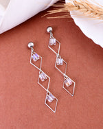 Thumbnail for VOJ Women Silver Plated Flower Beads Drop Studs Earrings - Distacart