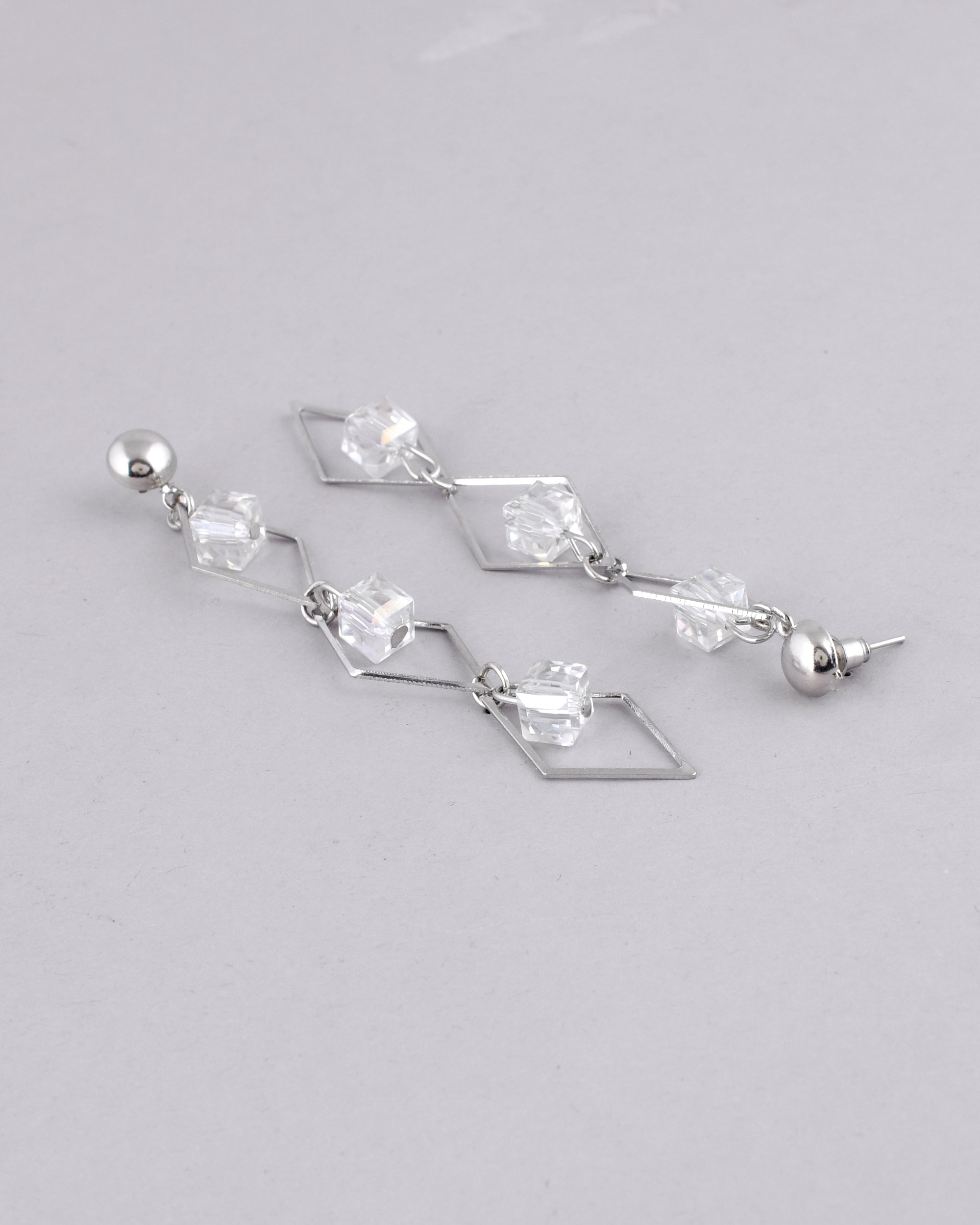 VOJ Women Silver Plated Flower Beads Drop Studs Earrings - Distacart