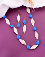 Thumbnail for VOJ Women Sky Blue And White Beads Necklace And Earrings Set - Distacart