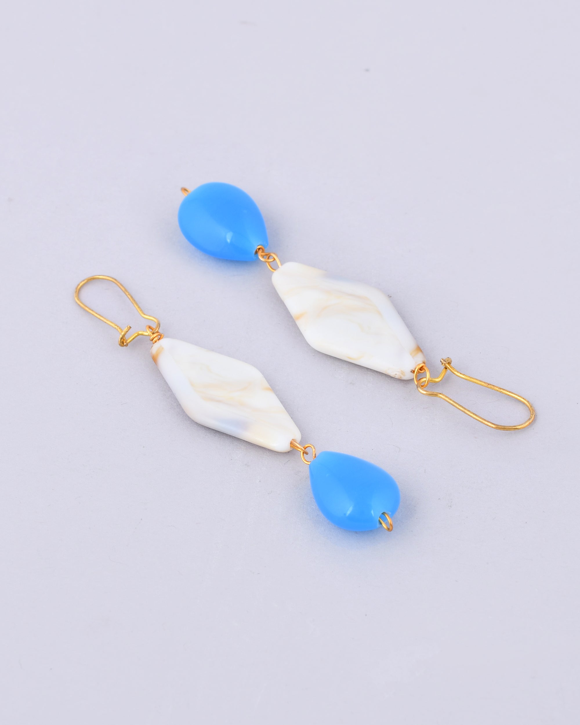 VOJ Women Sky Blue And White Beads Necklace And Earrings Set - Distacart