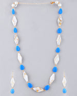 Thumbnail for VOJ Women Sky Blue And White Beads Necklace And Earrings Set - Distacart