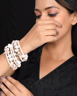 Thumbnail for VOJ Women Silver Tone White Artificial Beads Bracelet - Distacart