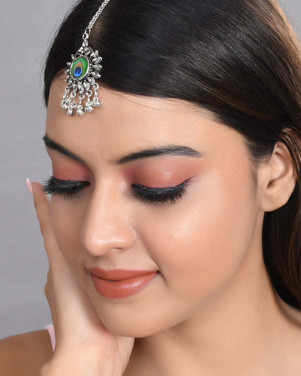 VOJ Women Silver Plated Maang Tikka - Distacart