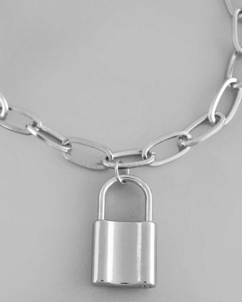 VOJ Mens Silver Plated Lock Bracelet - Distacart